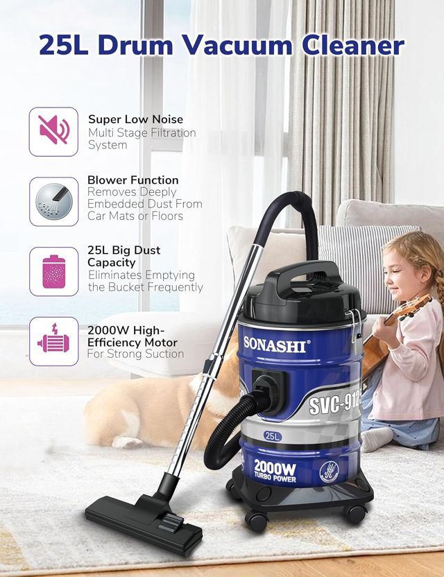 Aspirateur Bidon Sonashi 2IN1 25L 2400 W  SVC-9125D