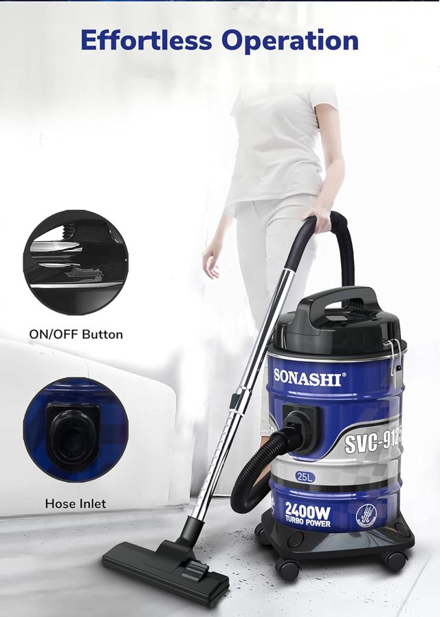 Aspirateur Bidon Sonashi 2IN1 25L 2400 W  SVC-9125D